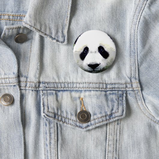 Panda Beer Eyes Pinback Button (In situ)