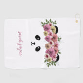 Panda Beer Face Custom Girl's White Golf Towel Golfhanddoek (Horizontaal)