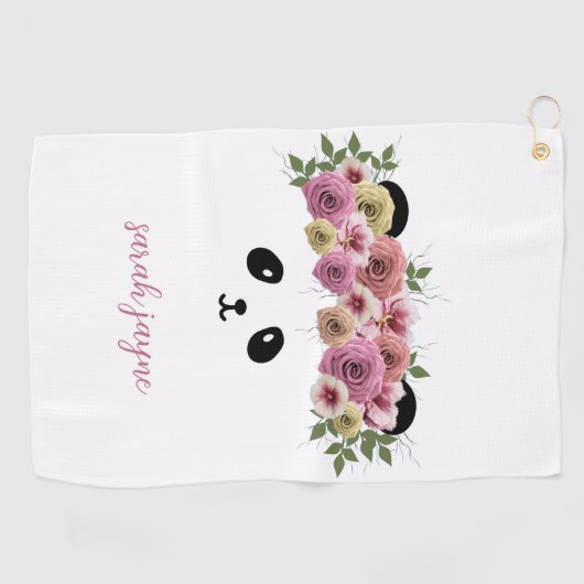 Panda Beer Face Custom Girl's White Golf Towel Golfhanddoek (Horizontaal)