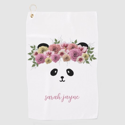 Panda Beer Face Custom Girl's White Golf Towel Golfhanddoek (Voorkant)