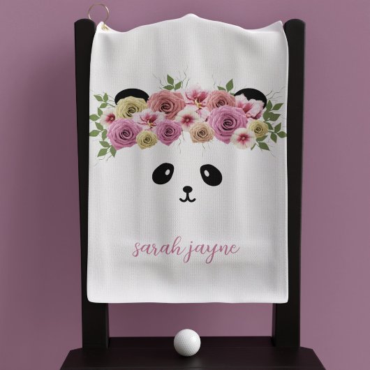 Panda Beer Face Custom Girl's White Golf Towel Golfhanddoek