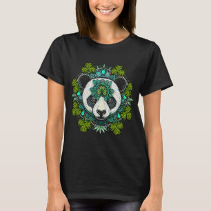 Panda beer Face Head Mandala Shamrock C St Patrick T-shirt