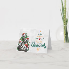 Panda Beer Familie voor Kerstkaarten