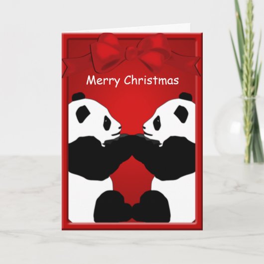 Panda Beer Friends Merry kerstgroet Feestdagen Kaart (Voorkant)
