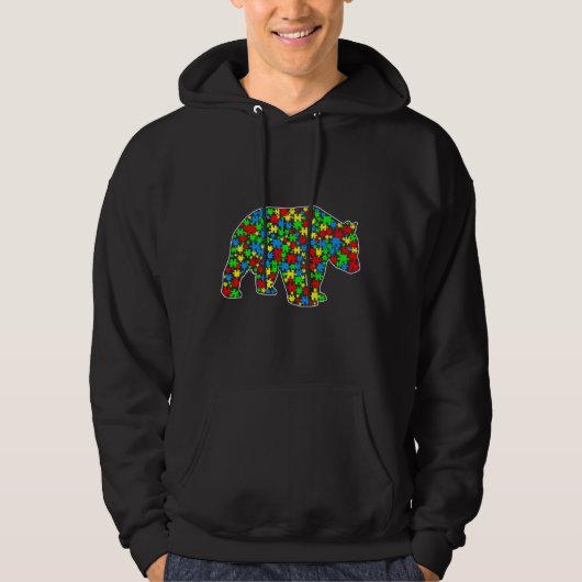 Panda Beer Funny Puzzle Animals Autisme Hoodie (Voorkant)