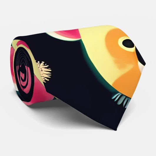 Panda Beer Geel Zwart Schattige Kleurrijk Patroon Stropdas (Opgerold)