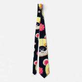 Panda Beer Geel Zwart Schattige Kleurrijk Patroon Stropdas (Achterkant)