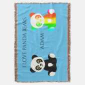 Panda beer gepersonaliseerde naam gooit deken. deken (Voorkant Verticaal)