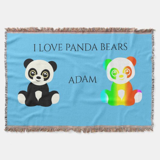 Panda beer gepersonaliseerde naam gooit deken. deken (Voorkant)