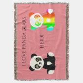 Panda beer gepersonaliseerde naam gooit deken. deken (Voorkant Verticaal)