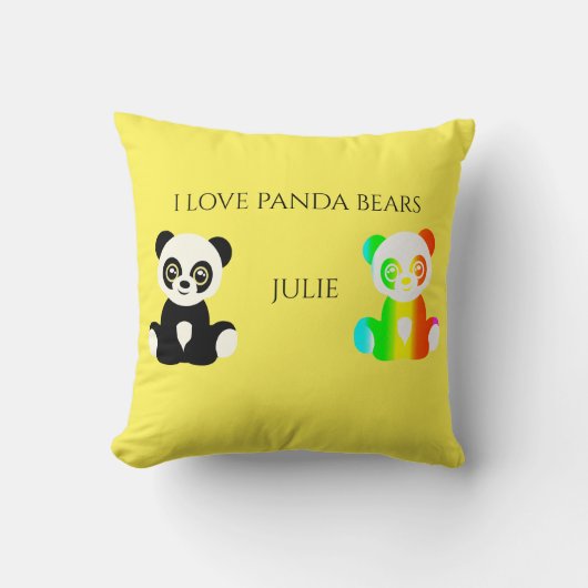 Panda beer gepersonaliseerde naam gooit kussen. kussen (Voorkant)