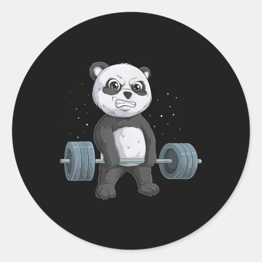 Panda Beer Gewichtheffen Deadlift Fitness Gym Ronde Sticker (Voorkant)