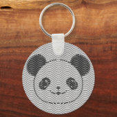 Panda Beer Gezicht Op Golfpatroon Sleutelhanger (Voorkant)