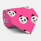 Panda beer gezichten roze stropdas (Opgerold)