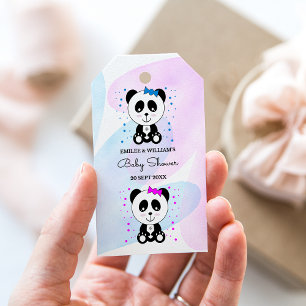 Panda Beer Girl and Boy Twins Gift Labels Cadeaulabel