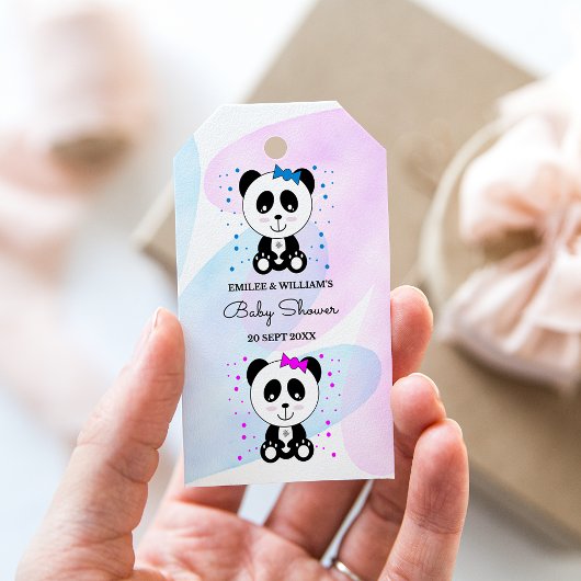 Panda Beer Girl and Boy Twins Gift Labels Cadeaulabel