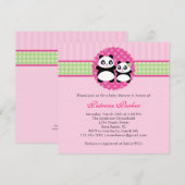 Panda Beer Girl Baby shower Kaart (Voorkant / Achterkant)