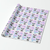 Panda Beer Girl en Boy Twins Cadeaupapier (Uitgerold)