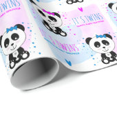 Panda Beer Girl en Boy Twins Cadeaupapier (Rol Hoek)