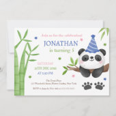 Panda Beer Groene Bamboe Kinderverjaardag  Kaart (Voorkant)