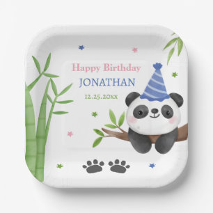 Panda Beer Groene Bamboe Kinderverjaardag Papieren Bordje