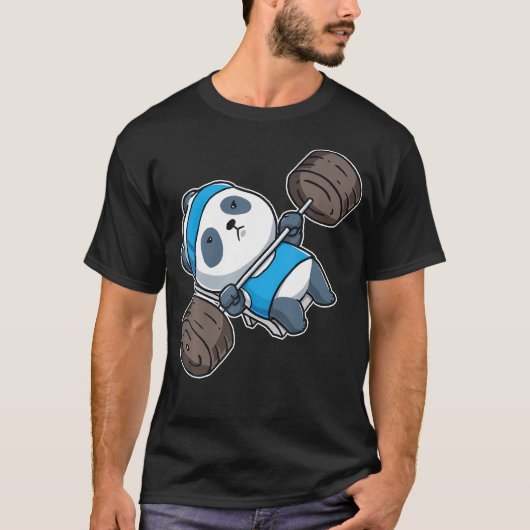 Panda Beer Gym Workout Bench persgewicht T-shirt (Voorkant)