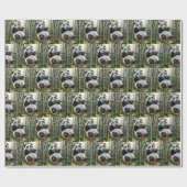 Panda Beer hangend aan een bamboetak Cadeaupapier (Vlak)