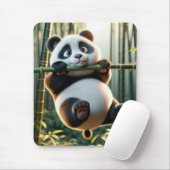 Panda Beer hangend aan een bamboetak Muismat (Met muis)