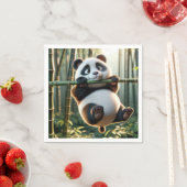 Panda Beer hangend aan een bamboetak Servet (Insitu)