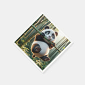 Panda Beer hangend aan een bamboetak Servet (Hoek)