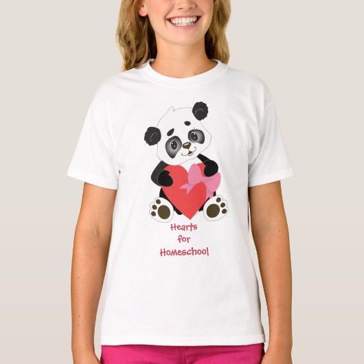 Panda Beer Harten voor Homeschool T-shirt (Voorkant)