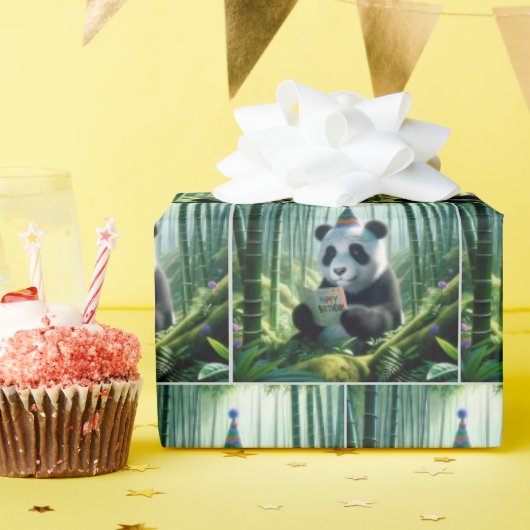 Panda Beer Het lezen van een verjaardag Kaart Cadeaupapier (Verjaardagsfeest)