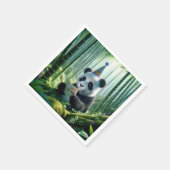 Panda Beer Het lezen van een verjaardag Kaart Servet (Hoek)
