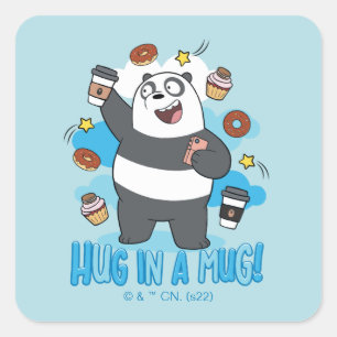 Panda Beer - Hug in een Mok! Vierkante Sticker