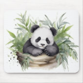 Panda Beer in bamboe mand Muismat (Voorkant)