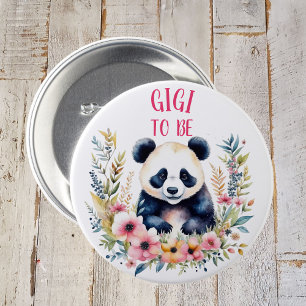 Panda Beer in Bloemen Baby shower Gigi om te zijn Ronde Button 7,6 Cm