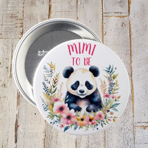 Panda Beer in Bloemen Baby shower Mimi om te zijn Ronde Button 7,6 Cm