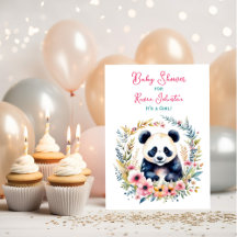 Panda Beer in Bloemen Meisjes Baby shower