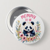 Panda Beer in Bloemen Meisje's Baby shower Moeder  Ronde Button 7,6 Cm (Voorkant /achterkant)