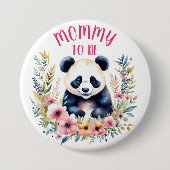 Panda Beer in Bloemen Meisje's Baby shower Moeder  Ronde Button 7,6 Cm (Voorkant)