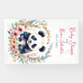 Panda Beer in Bloemen Meisjes Baby shower Spandoek (Horizontaal)