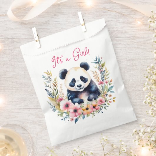 Panda Beer in Bloemen Meisje's Het is een Meisje Bedankzakje (Geknipt)