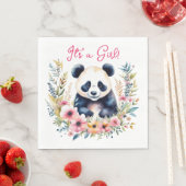 Panda Beer in Bloemen Meisje's Het is een Meisje Servet (Insitu)