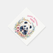 Panda Beer in Bloemen Meisjes Verjaardag Gepersona Servet (Hoek)