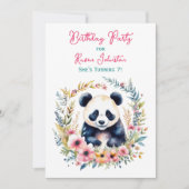 Panda Beer in Bloemen Meisjes Verjaardag Kaart (Voorkant)