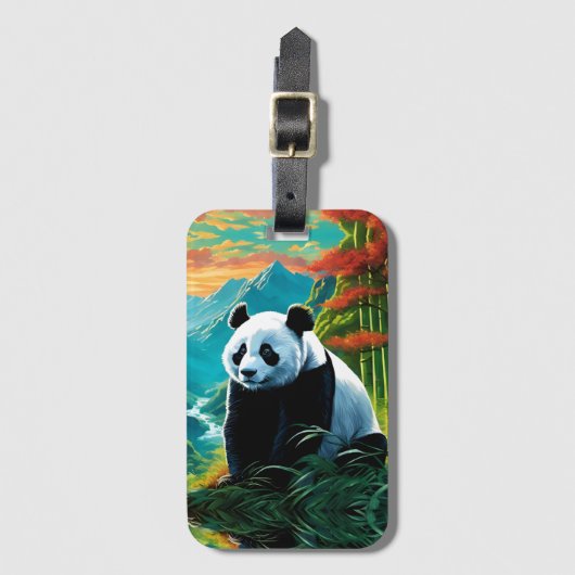 Panda Beer in de wolken Bagagelabel (Voorkant (verticaal))