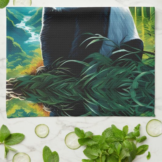 Panda Beer in de wolken Theedoek (Gevouwen)