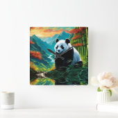 Panda Beer in de wolken Vierkante Klok (Huis)