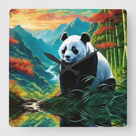 Panda Beer in de wolken Vierkante Klok (Voorkant)