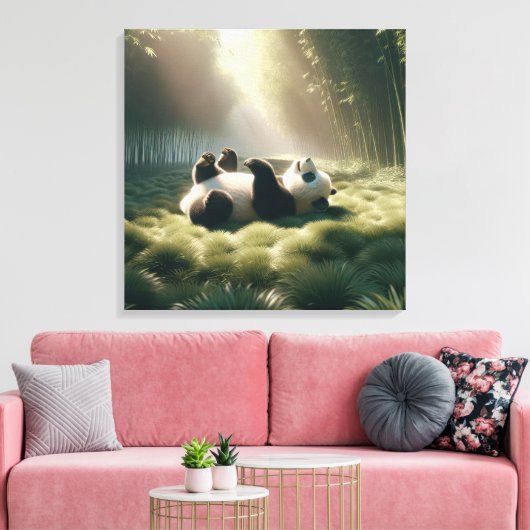 Panda Beer in de zon Canvas Afdruk (Insitu (Woonkamer))